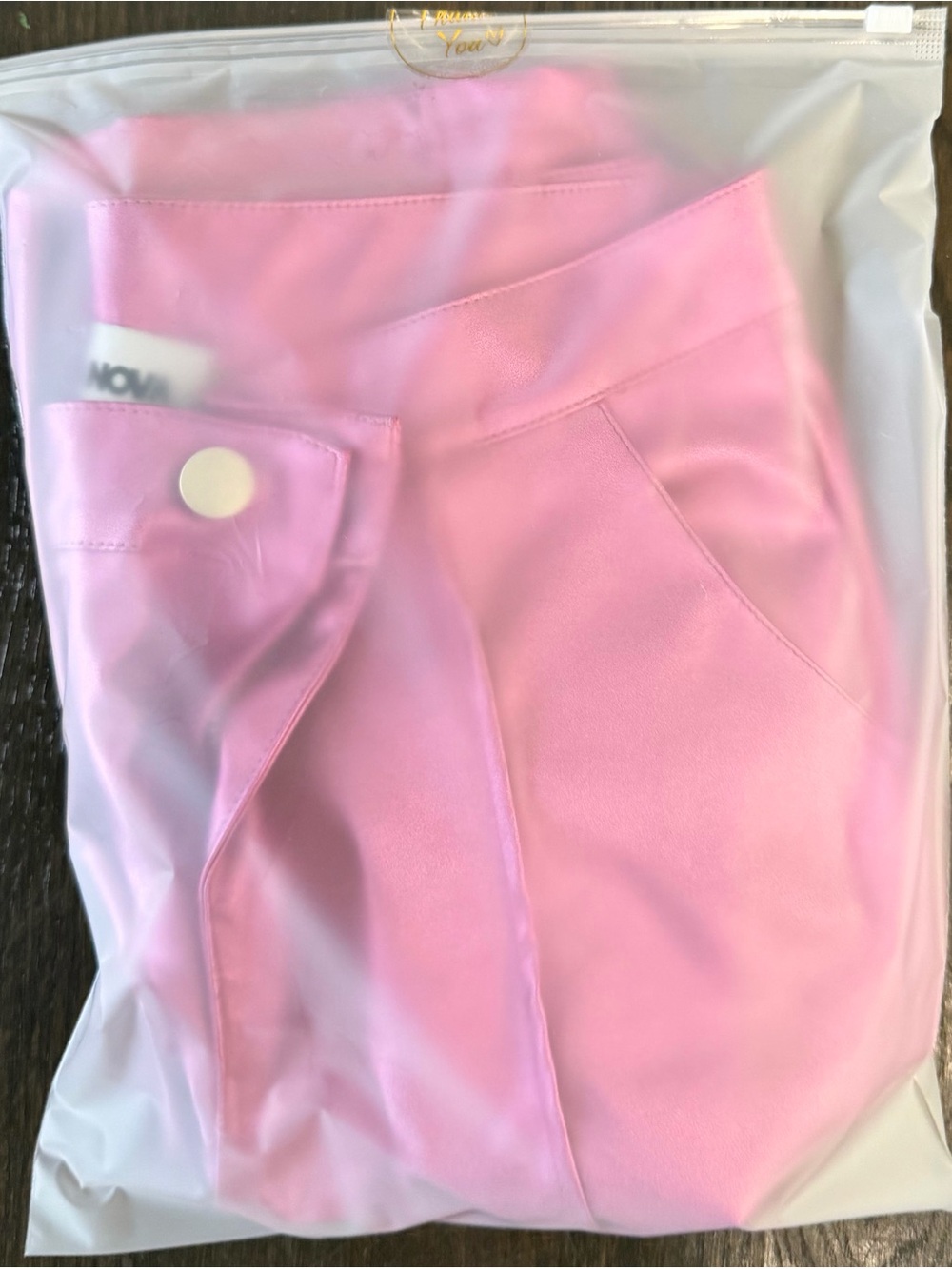 Fashion Nova Shiny Pink Satin Top with Beige Lining - Picture 4 of 4
